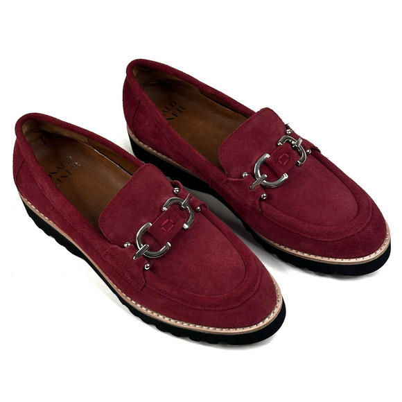 Donald Pliner Clio Bit Loafer Cranberry Suede Womens Size 7M New $188 - Picture 1 of 10